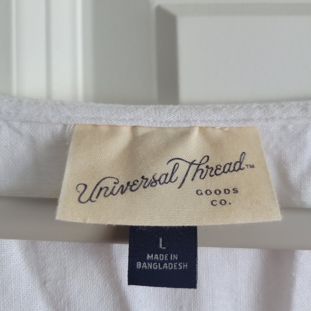Universal Thread Womens Size Large Linen Blend White Dress - Picture 4 of 10